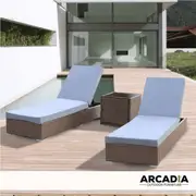 Arcadia Furniture Outdoor Sunlounge Set Rattan Garden Day Bed Lounger Oatmeal and Grey
