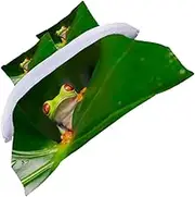 GAROZATION Polyester Quilt Bedding Set 3pcs/kit Frog-Printed Comfortable Bedroom Cover
