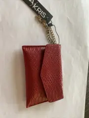 Ava + Kris Red Snake Crossbody Bag Purse Wallet Coin VEGAN LEATHER 5" Gift Card