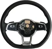 Leather Car Steering Wheel Compatible With VW Golf 7 7.5 R Passat B8 Troc MK2 With Paddle Shifters Flat Bottom Steering Wheel(A)