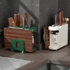 AU Block Holder With Sharpener Organiser With Chopping Board Holder And Cutlery