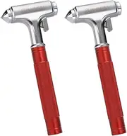 Window Breaker Seatbelt Cutter, Car Safety Hmamer with Glass Braker, All-Metal Emergency Escape Tool, Red, 2 Pack