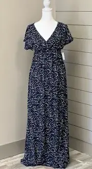 Amazon Essentials Women's Waisted Maxi Dress Navy w/ Dots Size XS AM1