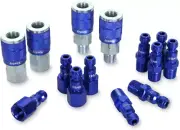 Colorconnex Coupler & Plug Kit, Automotive Type C, 1/4" NPT, Blue, 14-Piece - A7