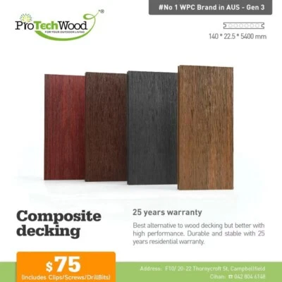 AU Certified Brown Composite Decking WPC Wood plastic 15 Years Warranty!!!
