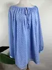 Talbots Light Blue White Polka Dot Long Sleeve Poly Tie Neck Lined Tunic Top 3X
