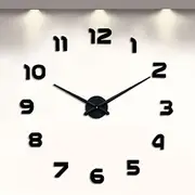 Frameless DIY Wall Clock, 3D Wall Clock Large Mute Wall Stickers for Living Room Bedroom Home Decorations (Black) 120X120cm