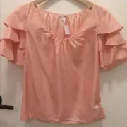 Club Monaco Peach Raffle Sleeves Top: Size: PS New