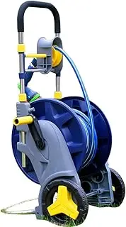 Garden Hose Reel Cart with Hose,Household Car Wash ABS+Aluminum Alloy Splicing Water Pipe Cart Rack, Retractable Garden Watering Hose Frame Set