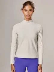 Womens Ribbed Workout Top. Running Bare Long Sleeve Top.