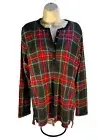 NWT Chaps Women's Size Large Red Black Green Plaid Pull Over Shirt