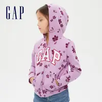 在飛比找蝦皮商城優惠-Gap 女童裝 Logo仿羊羔絨連帽外套-紫色(705424