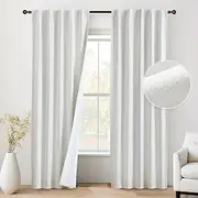 Beauoop polyester100% Blackout Curtains 84" Long 2 Panels for Bedroom Living Room Cream with White Back Farmhouse Room Darkening Thermal Insulated Back Tab Rod Pocket Window Treatment Drapes, 40X84