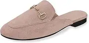 [baobeijiadao] Womens Closed Round Toe Mules Comfortable Buckle Flats Mules Slip On Backless Loafers for Women