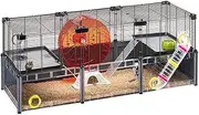 Ferplast MULTIPLA Hamster Large Hamster Cage - Customizable Multi-Level Design, Tunnel System, Extra-Large Exercise Wheel - Interactive Transparent Base - Tubes Connect&Play - 107.5x37.5xh42cm