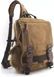 Canvas Shoulder Backpack Travel Rucksack Sling Bag Cross Body Messenger Bag
