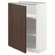 METOD base cabinet with shelves, white/Sinarp brown, 60x37x80 cm