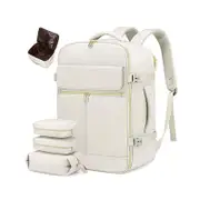 GGP Off White 40L Large Capacity Travel Business Backpack With Expandable Compartments, Including 2 Toiletry Bags And Shoe Bag Durable Oxford Fabric
