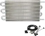 PHGTHNVNMA VR - Universal 304.8X190.5X19.05 6 Row Aluminum Remote Transmission Oil Cooler Kit/Auto-Manual Radiator Converter VR4123 Oil Cooler(Silver)