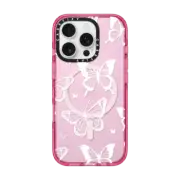 iPhone 16 Pro Impact Case MagSafe Compatible White Transparent Butterfly Pattern
