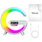 Smart G Lamp Night Light with Bluetooth Speaker, Wireless Charger, LED RGB, and Alarm Clock
