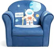 HONEY JOY Kids Sofa, Children Armrest Chair with Cute Pattern, Toddler Furniture w/Sturdy Wood Construction for Boys & Girls, Armrest Couch for Children (Spaceman)