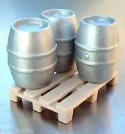 Budweiser Beer Keg Miniatures (3) w Cooler "Skid" Pallet 1/24 Scale G Diorama