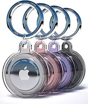 Waterproof Airtag Holder Keychain,Air Tags-4 Pack Holder for Apple Airtag GPS Tracker,Full Body Anti-Scratch Protective Shockproof Apple Tag Case Key Chains for Car Keys, Luggage