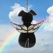 Acrylic Angle Dog Pet Loss Sympathy Gift-White Black Dog Memorial Gifts Hanging Acrylic Window Suncatcher Ornament for Women Mom Dog Lovers (Black-Acrylic)