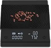 TECHVIDA Coffee Scale Basic 2.0 with Timer,Black Mirror Espresso Scale with Flow Rate Function, 2000g/0.1g High Accuracy, Digital Coffee Scale for Pour Over Drip Coffee