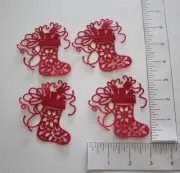5 SML FRILLY CHRISTMAS STOCKING cardstock paper die cut