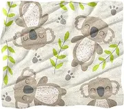 Fleece Blankets Twin Size Lightweight Fuzzy Cozy Soft Blanket for Bed, Sofa, Couch, Travel, Camping, Cartoon Animal Koala Paw