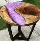 Custom Walnut Epoxy Resin River Table – Purple Live Edge Wood Coffee table