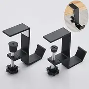 2Pcs Clamp-On Under Desk Headphone Holder Students' Desk Hook Women's Bag Hook with Adjustable Arm Clamp Backpack Handbag and Purse Holder - Suitable for Plate Between 1-5cm / 0.4-1.96” - Black