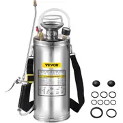 2Gal Stainless Steel Sprayer, Set with 20\" Wand& Handle& 3FT Reinforced Hose, Hand Pump Sprayer with Pressure Gauge&Safety Valve, Adjustable Nozzle Suitable for Gardening and