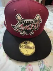 Anaheim Angels New Era 59FIFTY Hat Corduroy Brim 50 Year Side Patch Size 7 5/8