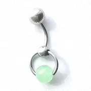 [TOOLSSIDE] VCH Piercing Jewelry with Calming Stone Chinese Jade Stainless Steel Belly Button Ring Navel Piercing Jewelry Belly Rings for Women 14G Belly Button Piercing, 14G, Stainless Steel, chinese