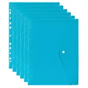 6PK Marbig Right Side Open A4 Ring Binder Document Wallet Sleeve Pocket Marine