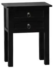 Black 2 Drawer Table, W50xD34xH66cm, Bedside Table, Lamp Table, Plant Stand.