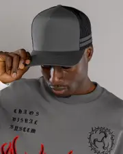 [Flexfit] Flexfit Men's Stripe Cap in Charcoal/Black One Size Charcoal/Black