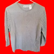 Alfred Dunner Womens Pullover Sweater Windy City Glitter -Petite Large LG -NWT