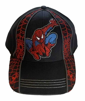 Marvel Spider-Man Berkshire Youth Black Hook & Loop Closure Cap Hat NWT