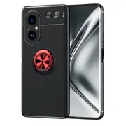 2PCS Shockproof Case for Samsung A12 Soft Silicone Magnetic Ring Stand Phone Back Cover for Galaxy A12 - Black and Red Samsung A12