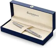 [WATERMAN] Hémisphère Fountain Pen | Stainless Steel with Chrome Trim | Fine Nib | Blue Ink | Gift Box