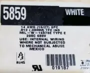 Alpha Wire 5859 14awg M16878/4 Type E Silver (SPC) 200C Hook-Up Wire White /10ft