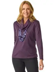 [Fella Hamilton] Hedrena Cowl Neck Long Sleeve Top in Raisin
