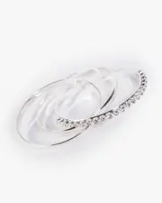 Silver Crystal Bangle Set