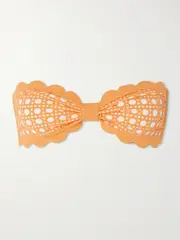 [Marysia] Marysia - + Net Sustain Antibes Strapless Scalloped Laser-cut Bikini Top - Orange - large large Orange