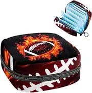 Period Bag,Sanitary Napkin Storage Bag,American Football in Fire,Tampon Holder for Purse