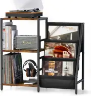 3-Tier Vinyl Record Storage Holder | Turntable Stand Up to 200 Albums, for Vinyl